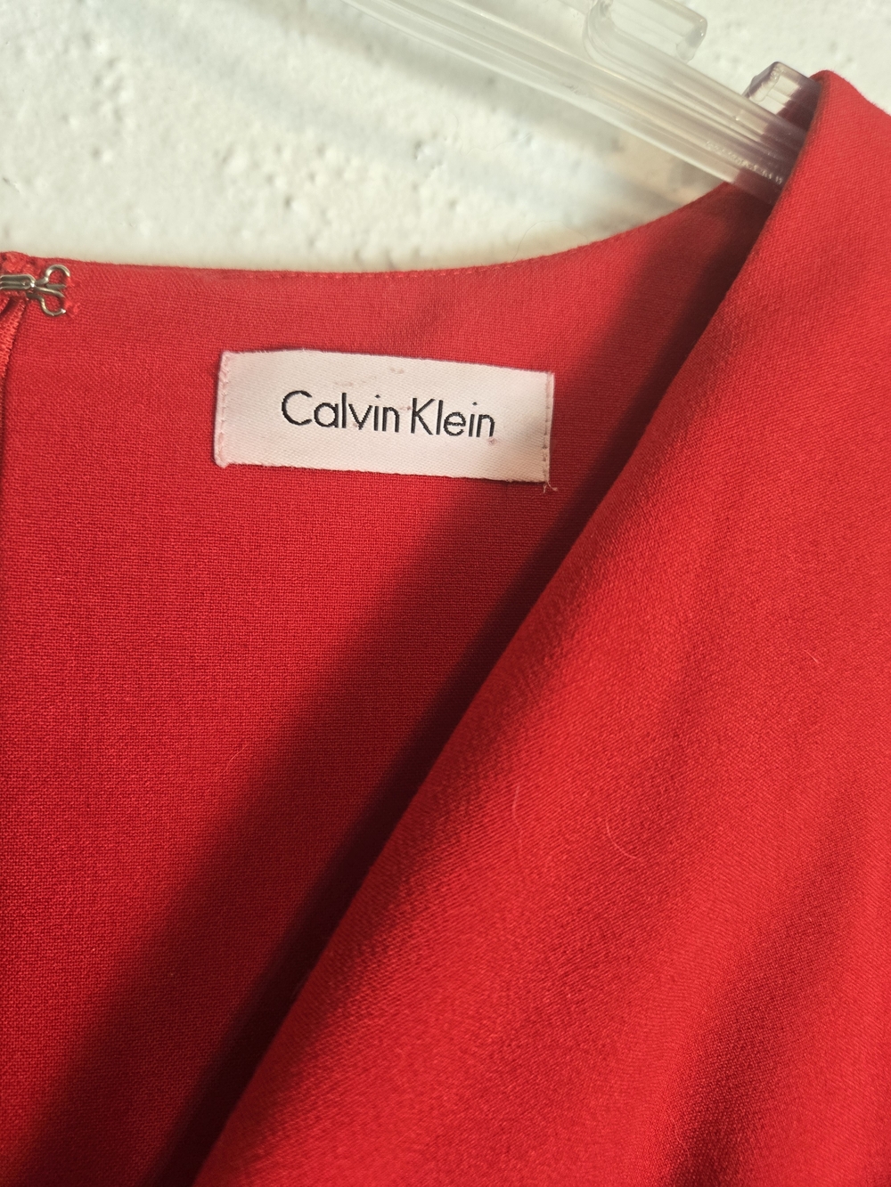 Calvin Klein Bright Red V-Neck Sleeveless A-Line Dress Size 10 - Picture 3 of 4